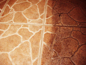 High-traffic tile area before and after cleaning